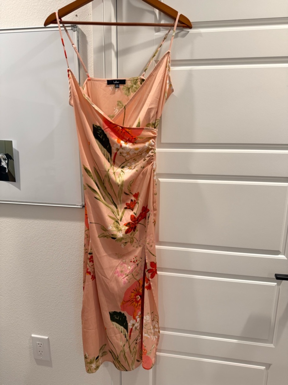 Lulu's Peach Floral Slip Midi Dress